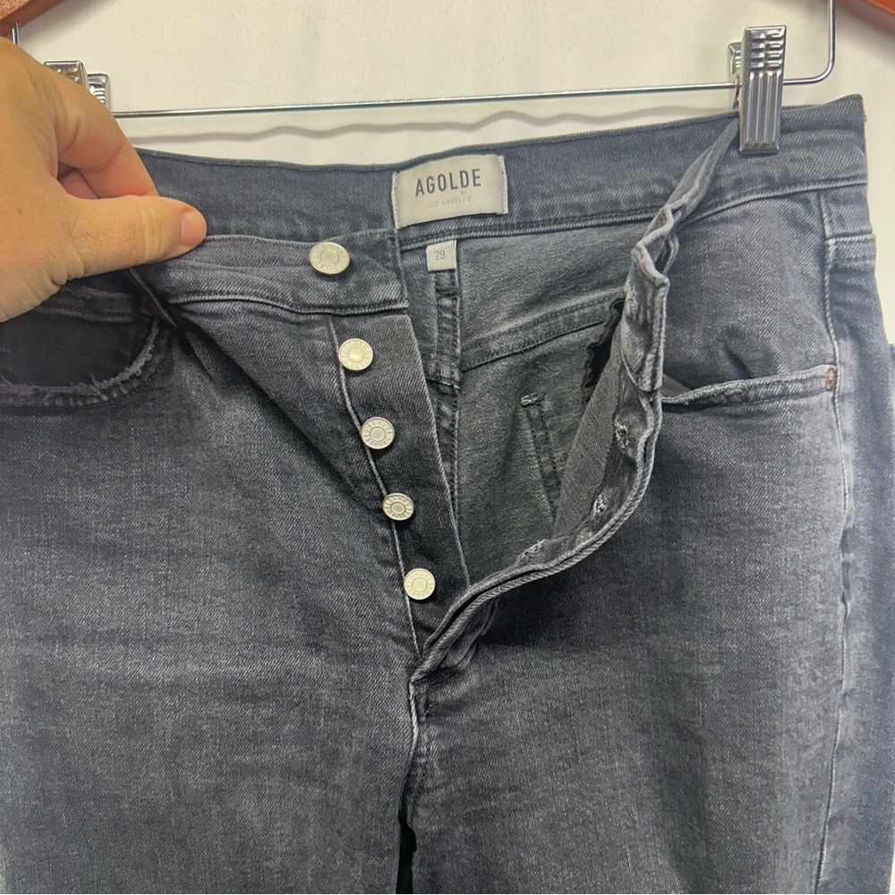 AGOLDE Nico High Rise Skinny Jeans Dark Wash Distressed Size 29 - Picture 5 of 12